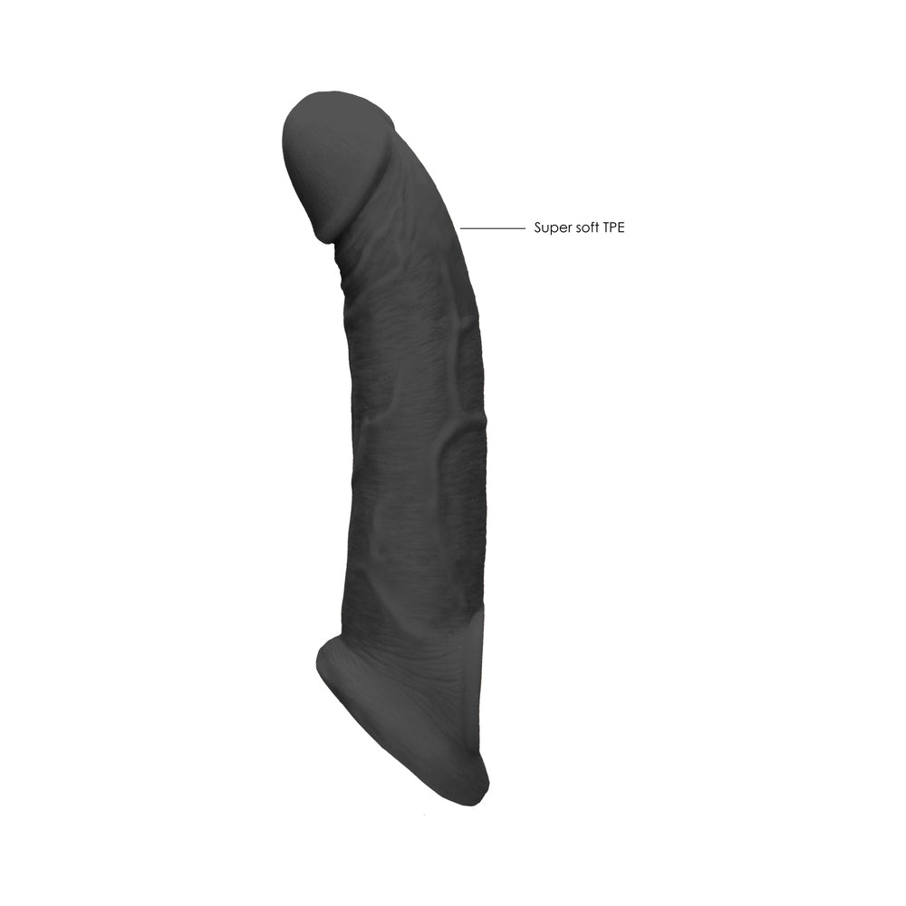 Real Rock Penis Extender With Rings - 9" - 22 Cm - Chocolate