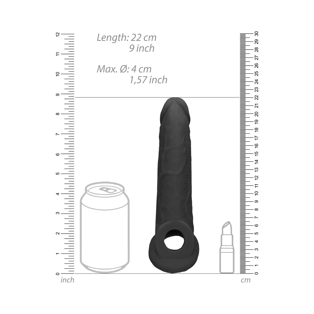 Real Rock Penis Extender With Rings - 9" - 22 Cm - Chocolate