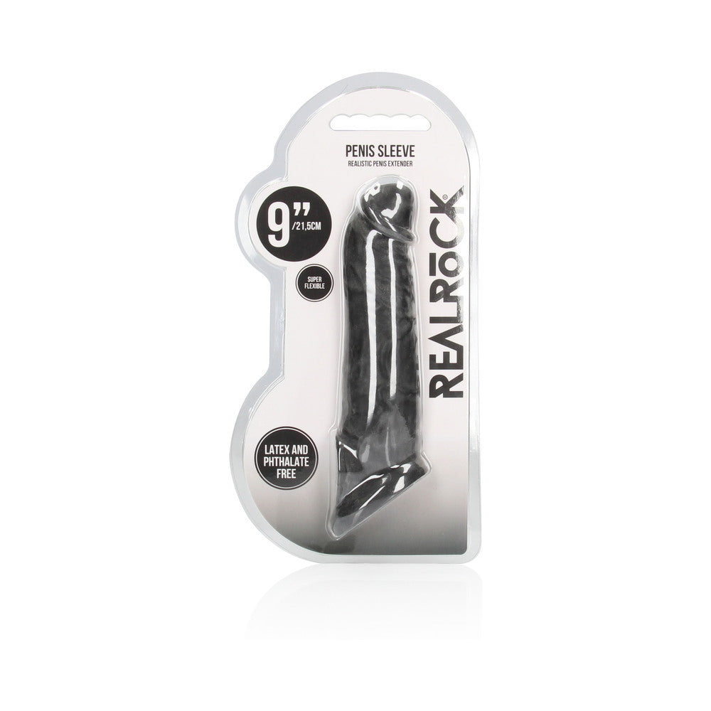 Real Rock Penis Extender With Rings - 9" - 22 Cm - Chocolate