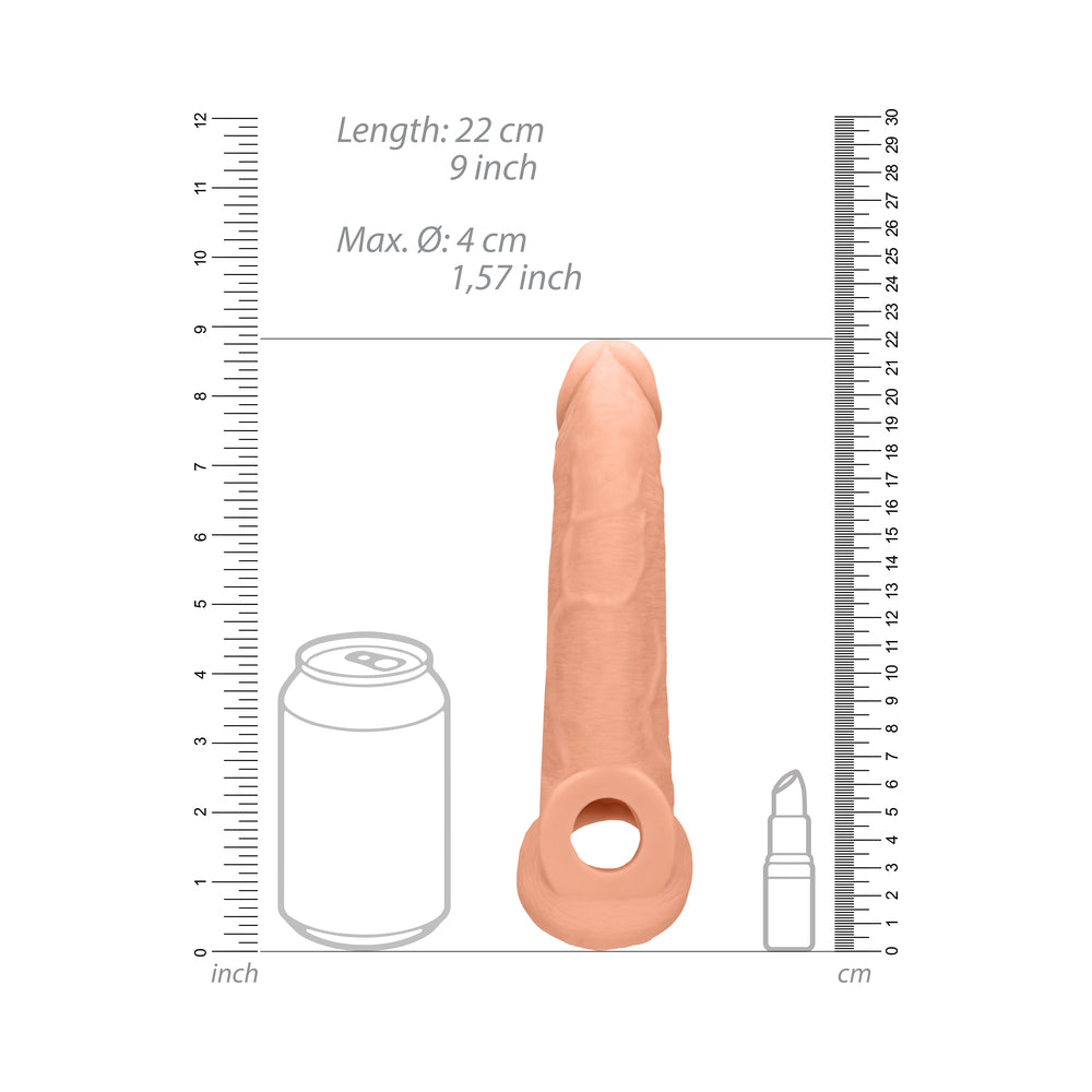 Real Rock Penis Extender With Rings - 9" - 22 Cm - Vanilla