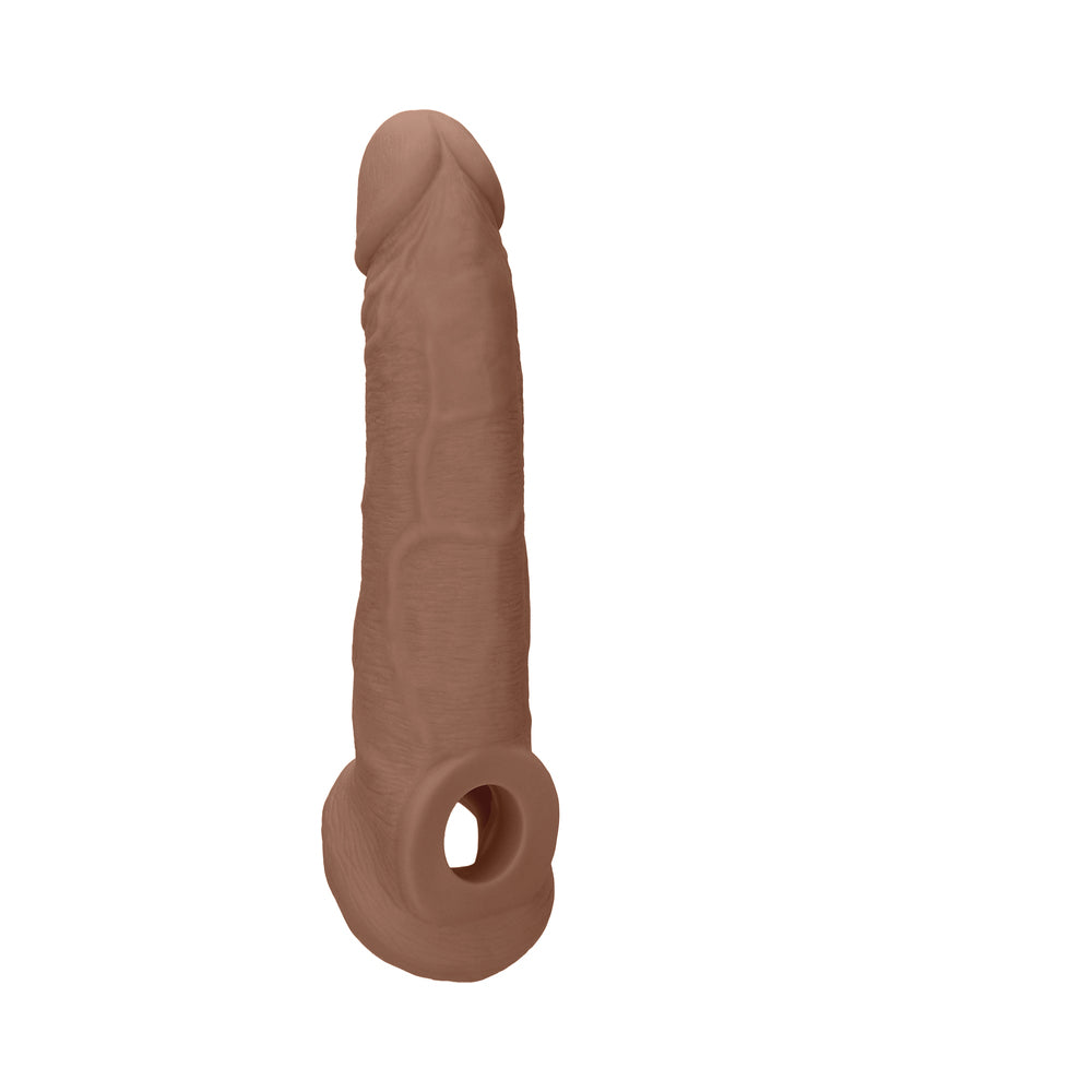 Real Rock Penis Extender With Rings - 9" - 22 Cm - Mocha