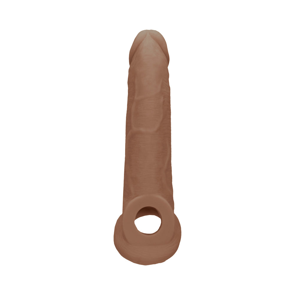 Real Rock Penis Extender With Rings - 9" - 22 Cm - Mocha