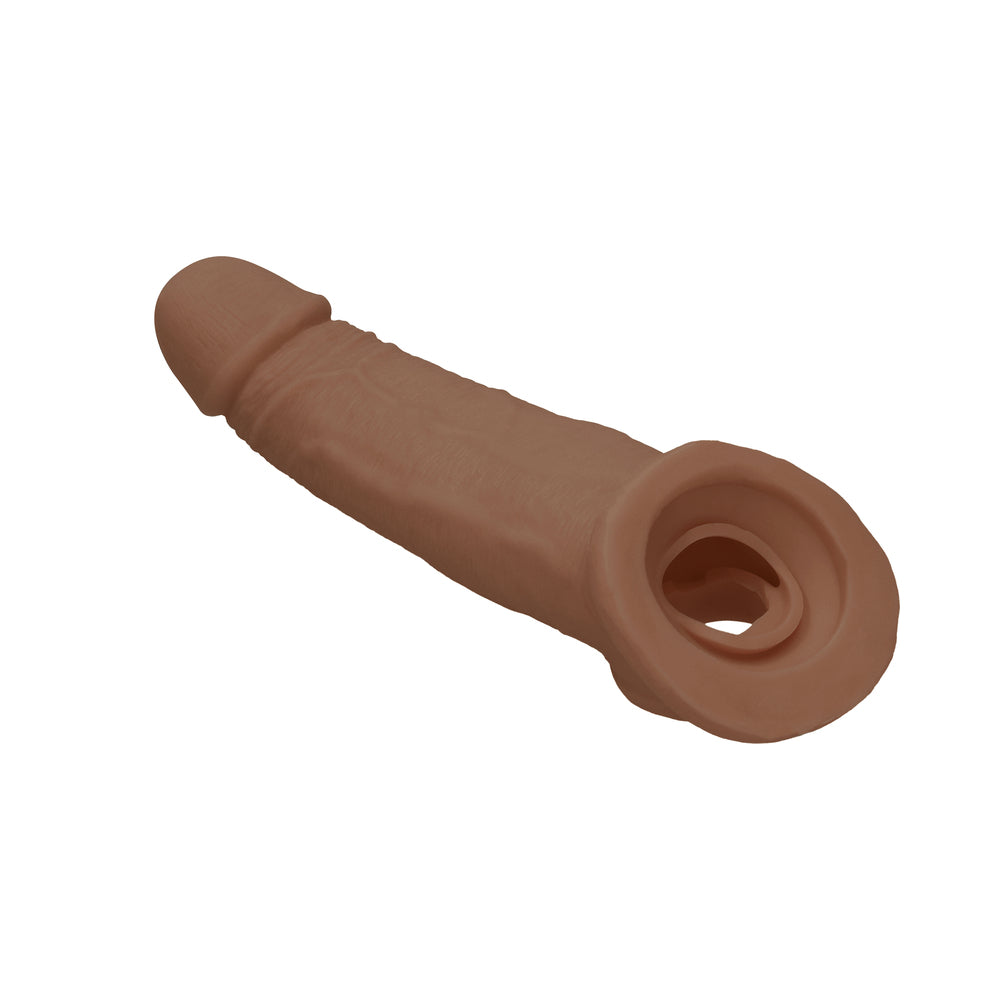 Real Rock Penis Extender With Rings - 9" - 22 Cm - Mocha