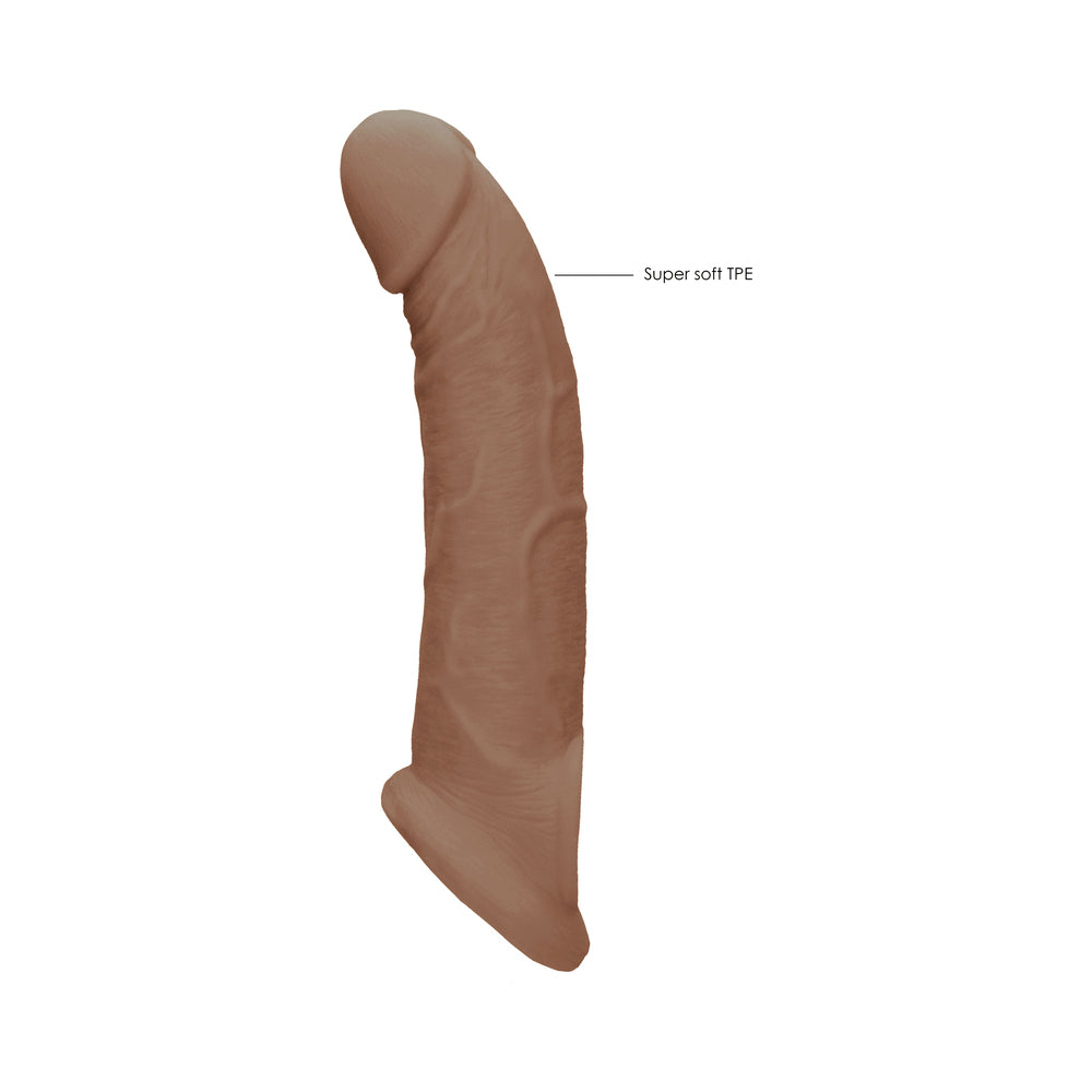 Real Rock Penis Extender With Rings - 9" - 22 Cm - Mocha