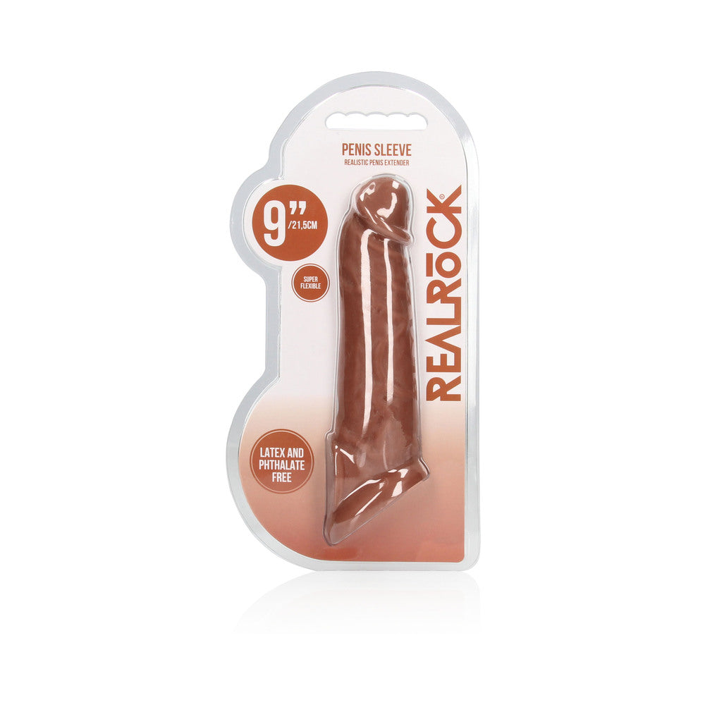 Real Rock Penis Extender With Rings - 9" - 22 Cm - Mocha