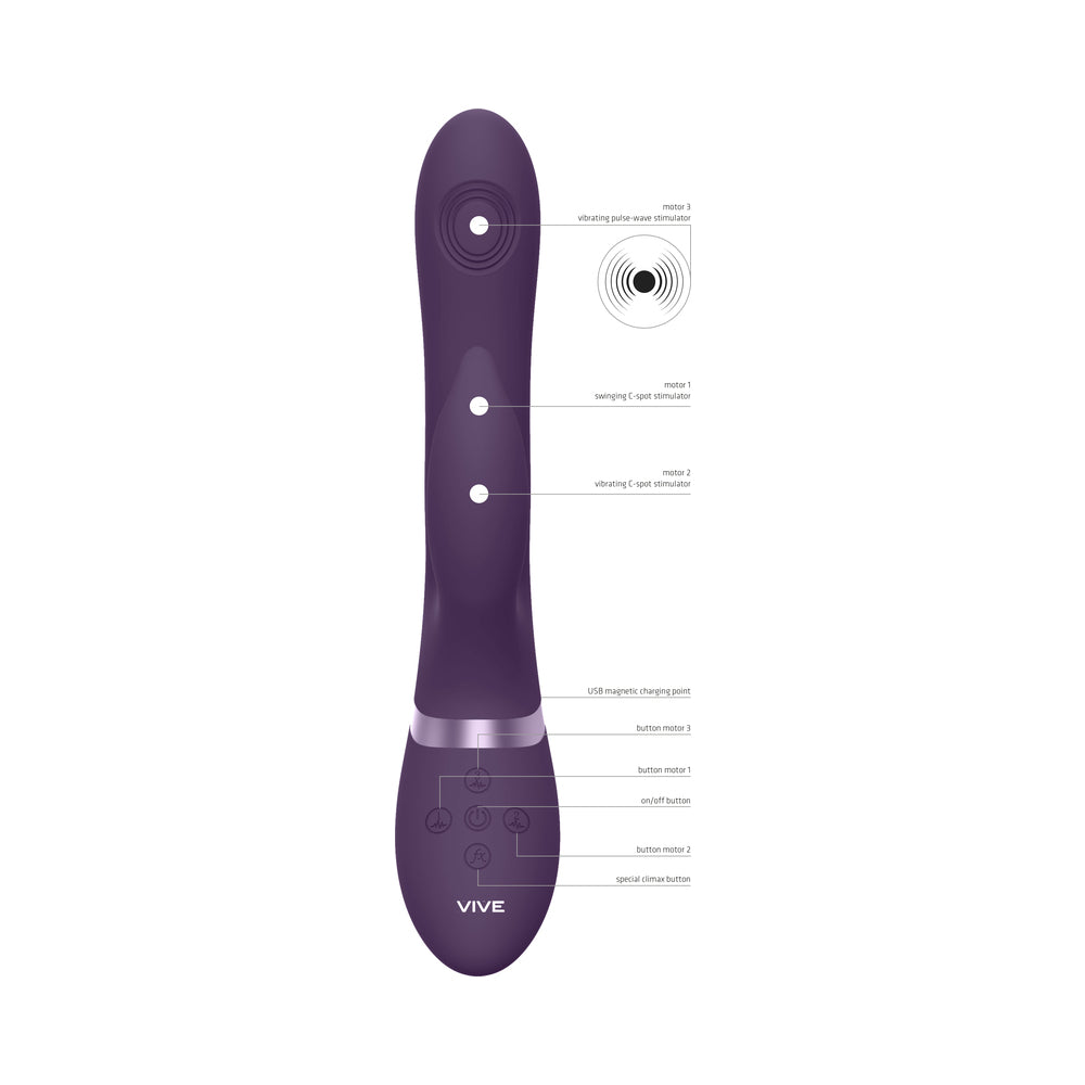 Vive - Aimi Rechargeable Triple-Motor Swinging Silicone Rabbit - Purple