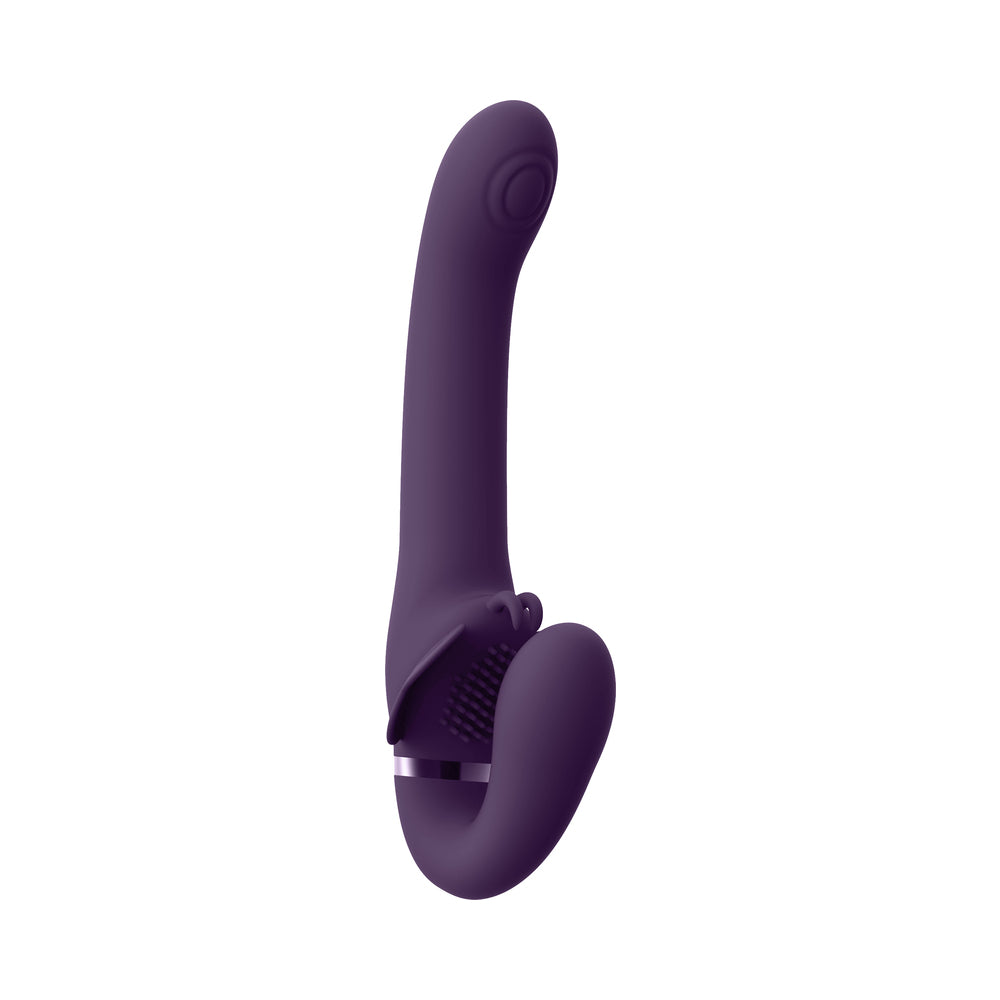 Vive - Satu Rechargeable Pulse-Wave Triple-Motor Silicone Strapless Strap-On - Purple