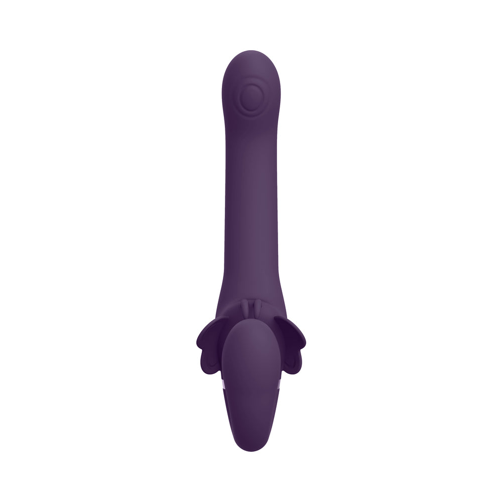 Vive - Satu Rechargeable Pulse-Wave Triple-Motor Silicone Strapless Strap-On - Purple