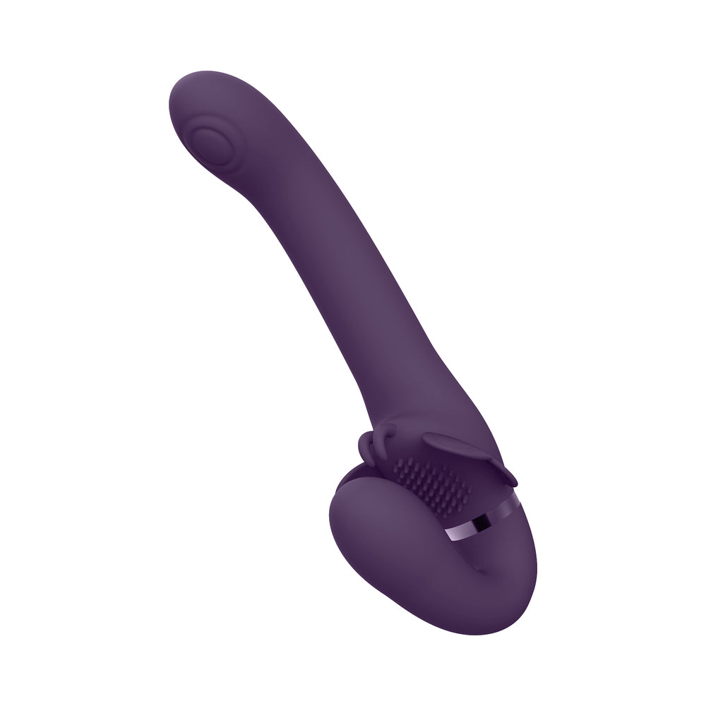 Vive - Satu Rechargeable Pulse-Wave Triple-Motor Silicone Strapless Strap-On - Purple