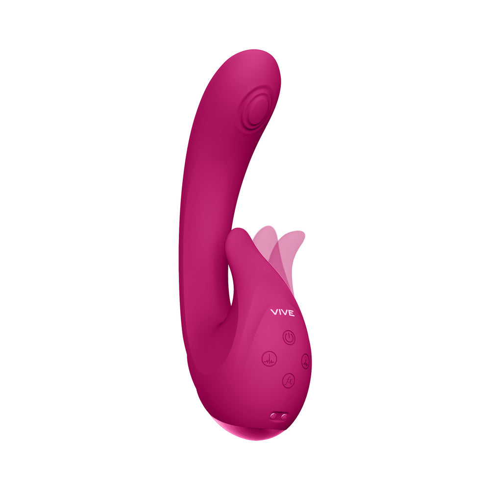 Vive - Miki Rechargeable Pulse-Wave & Flickering Silicone Vibrator - Pink