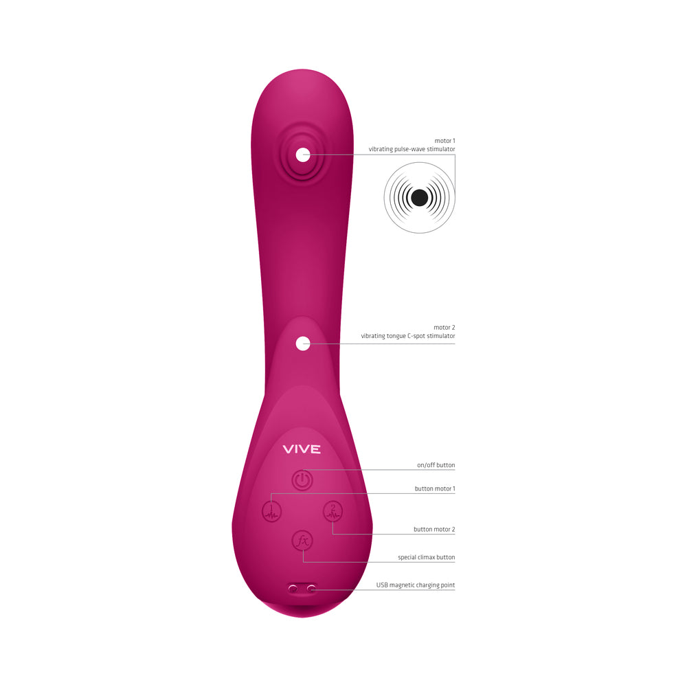 Vive - Miki Rechargeable Pulse-Wave & Flickering Silicone Vibrator - Pink