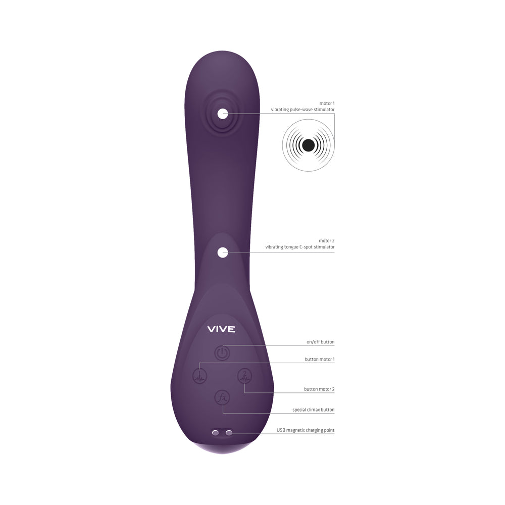 Vive - Miki Rechargeable Pulse-Wave & Flickering Silicone Vibrator - Purple