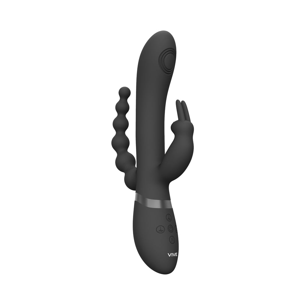 Vive - Rini Rechargeable Pulse-Wave Triple-Motor Silicone Rabbit - Black