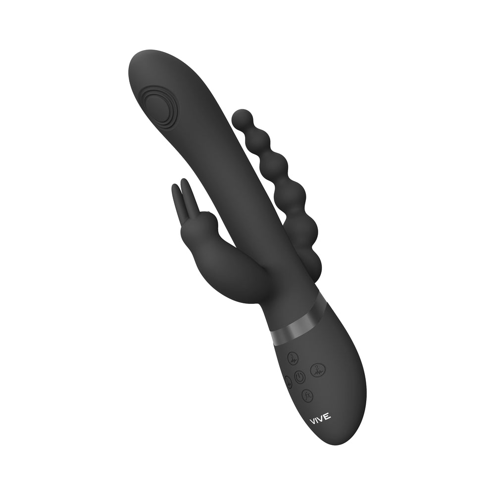 Vive - Rini Rechargeable Pulse-Wave Triple-Motor Silicone Rabbit - Black