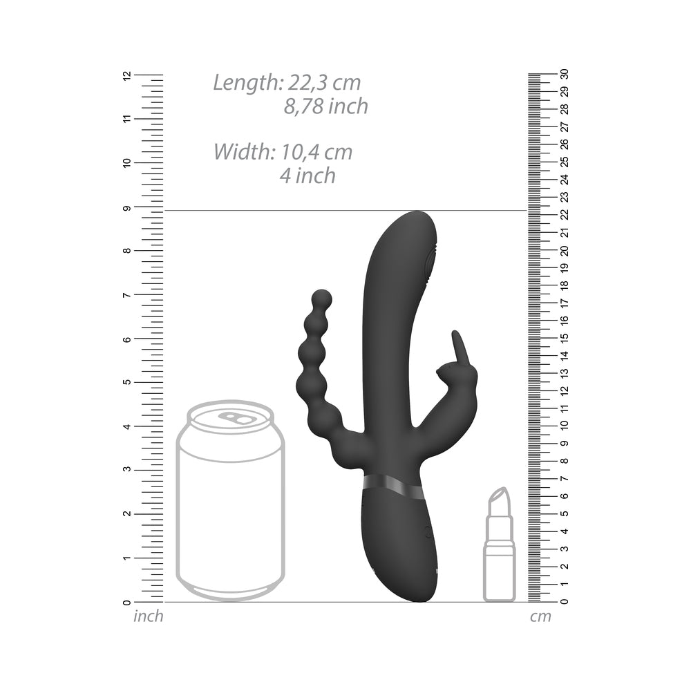 Vive - Rini Rechargeable Pulse-Wave Triple-Motor Silicone Rabbit - Black