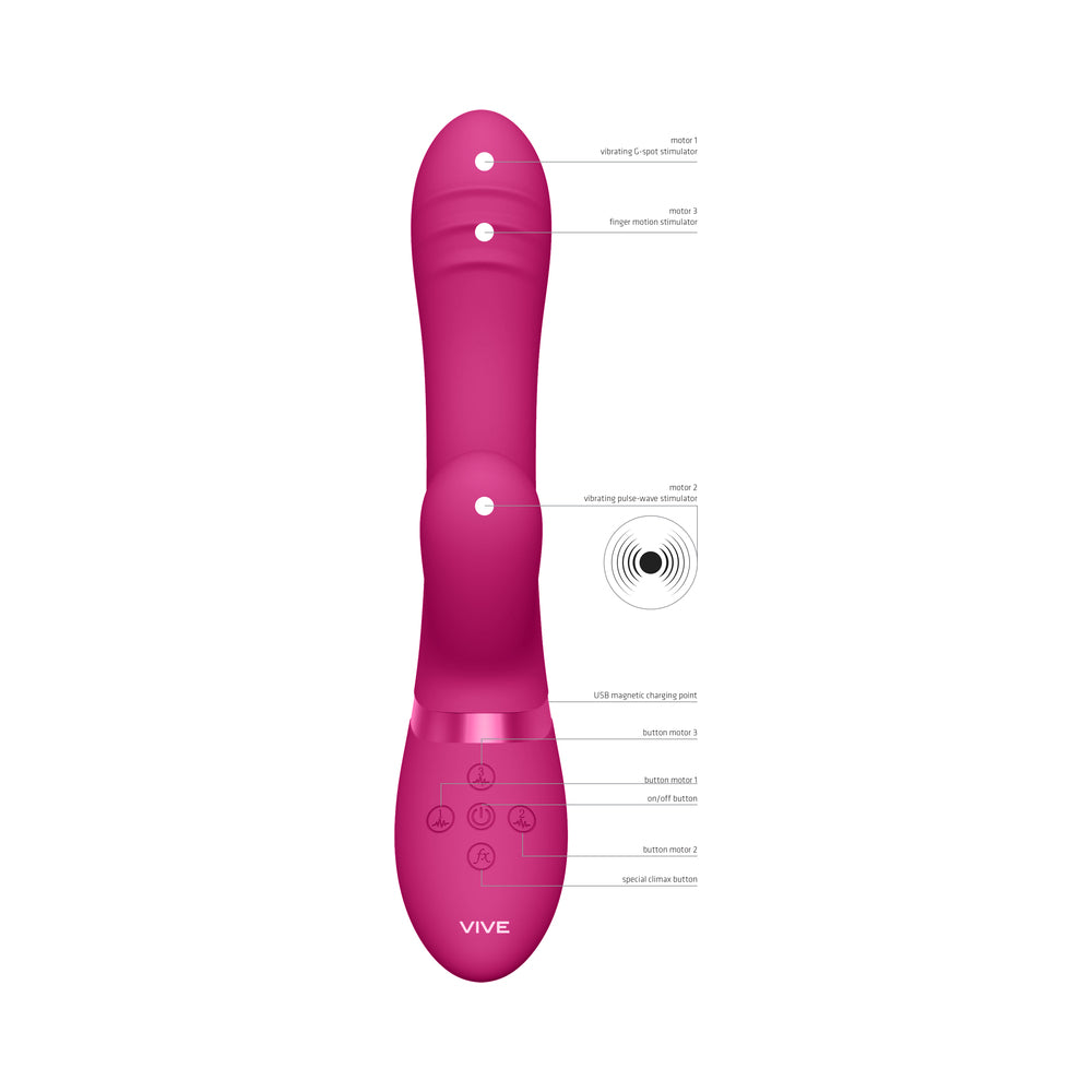 Vive - Tani Rechargeable Pulse-Wave Triple-Motor Finger Motion Silicone Vibrator - Pink