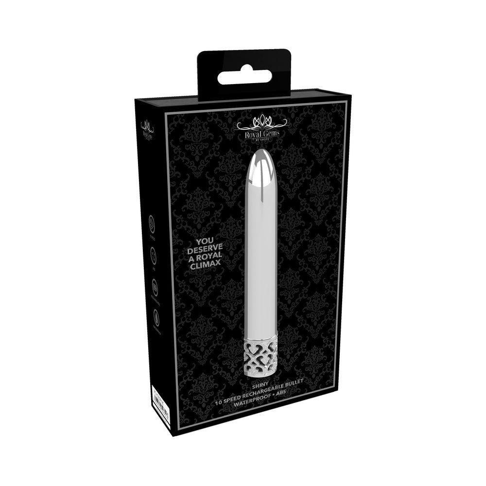 Royal Gems Shiny Rechargeable Bullet Vibrator Silver