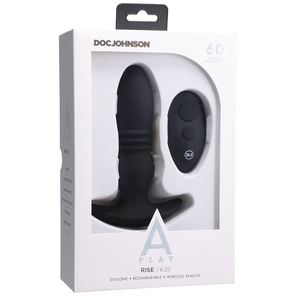 A Play Rise Rechargeable Silicone Anal Plug W/Remote - Black