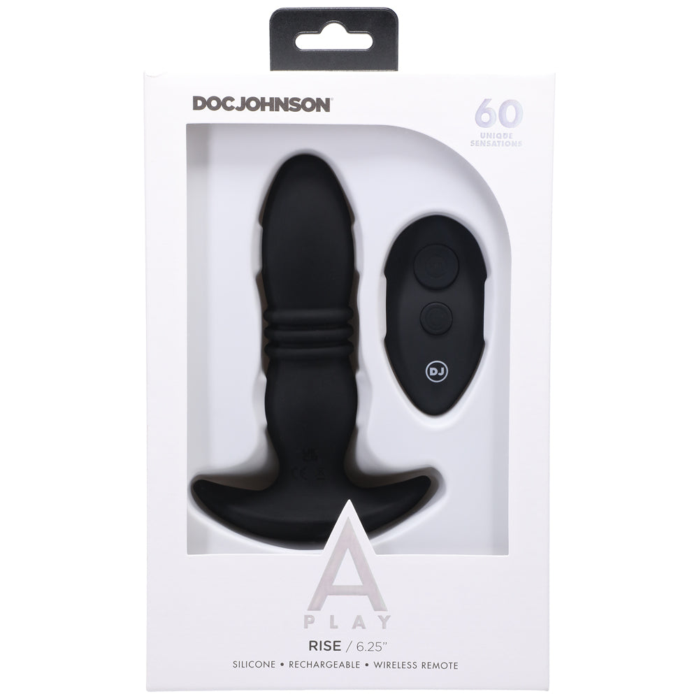 A Play Rise Rechargeable Silicone Anal Plug W/Remote - Black