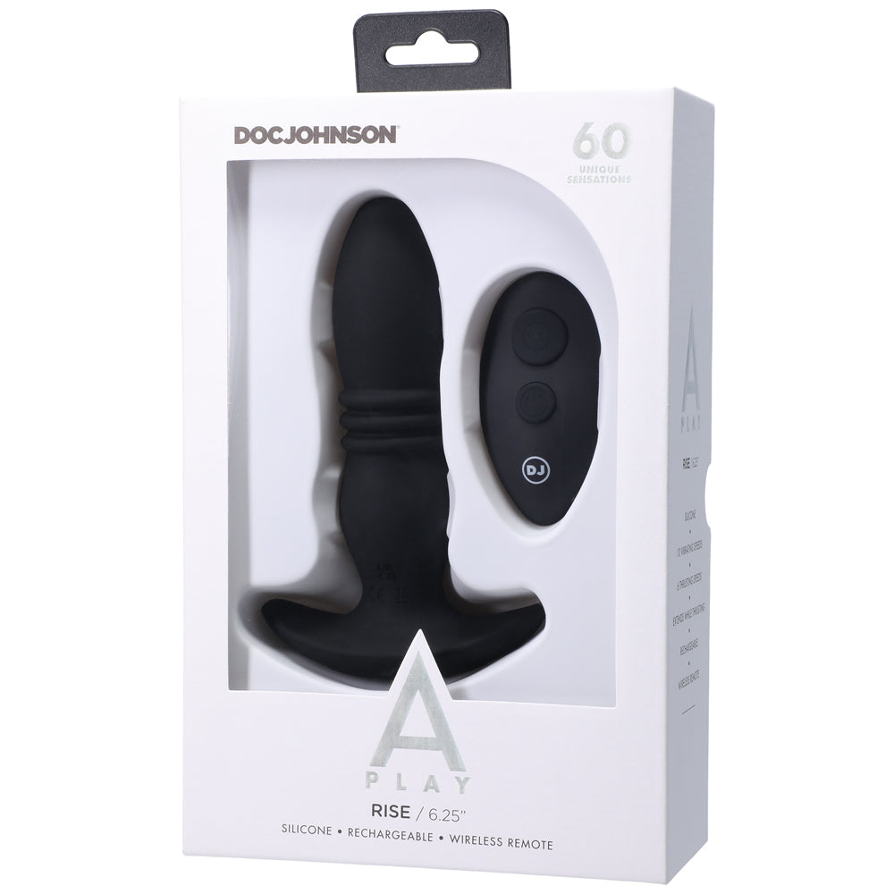 A Play Rise Rechargeable Silicone Anal Plug W/Remote - Black
