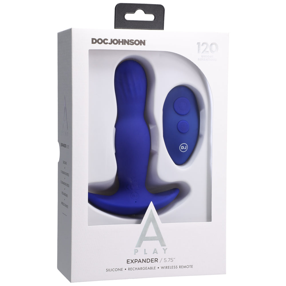 A Play Expander Rechargeable Silicone Anal Plug W/Remote - Royal Blue