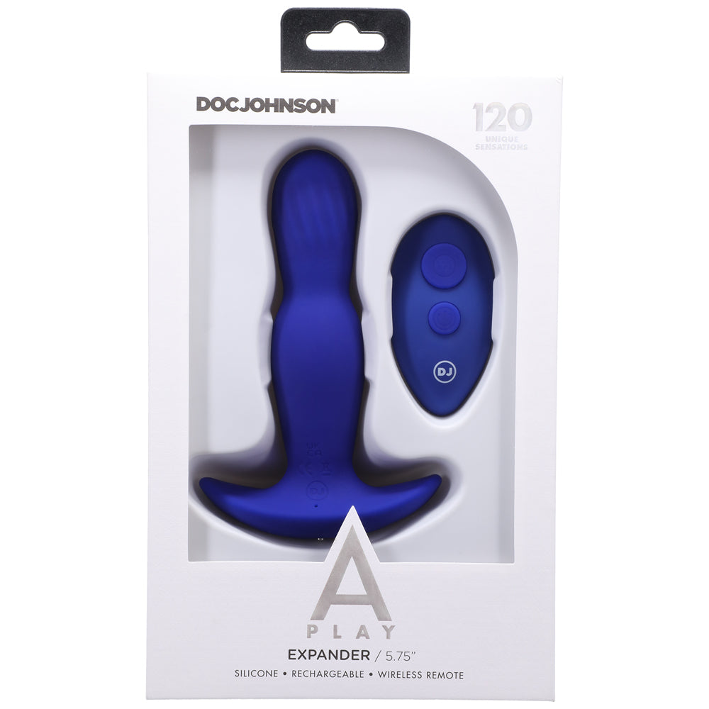A Play Expander Rechargeable Silicone Anal Plug W/Remote - Royal Blue