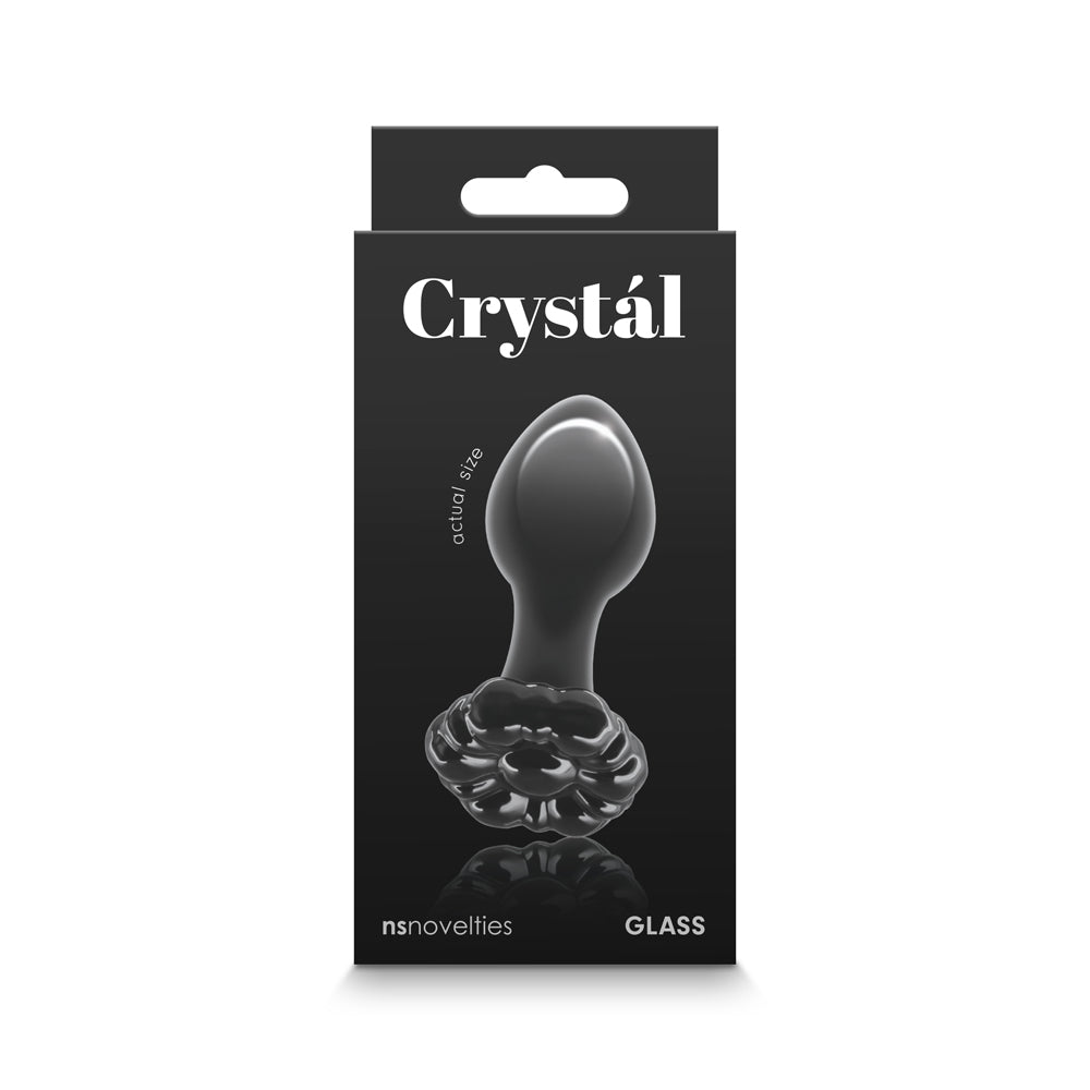 Crystal Flower Butt Plug - Black