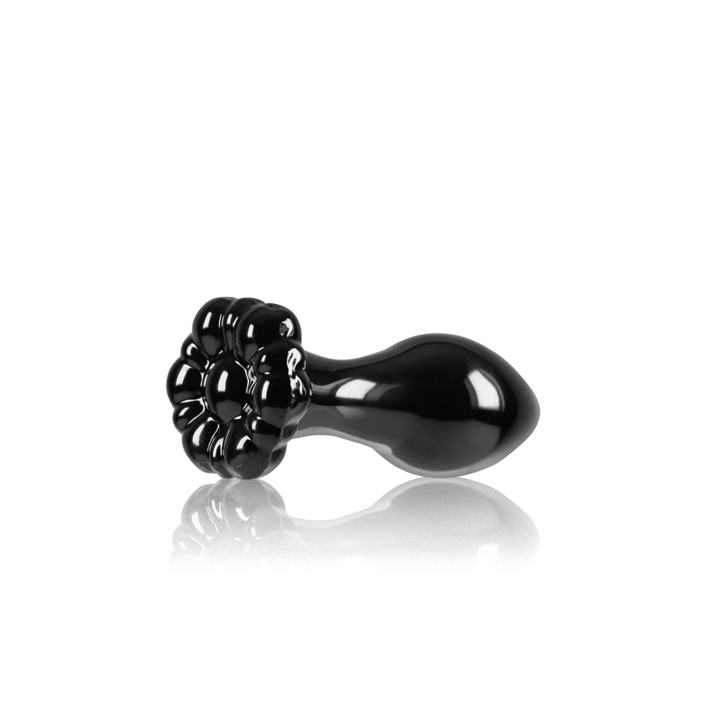 Crystal Flower Butt Plug - Black