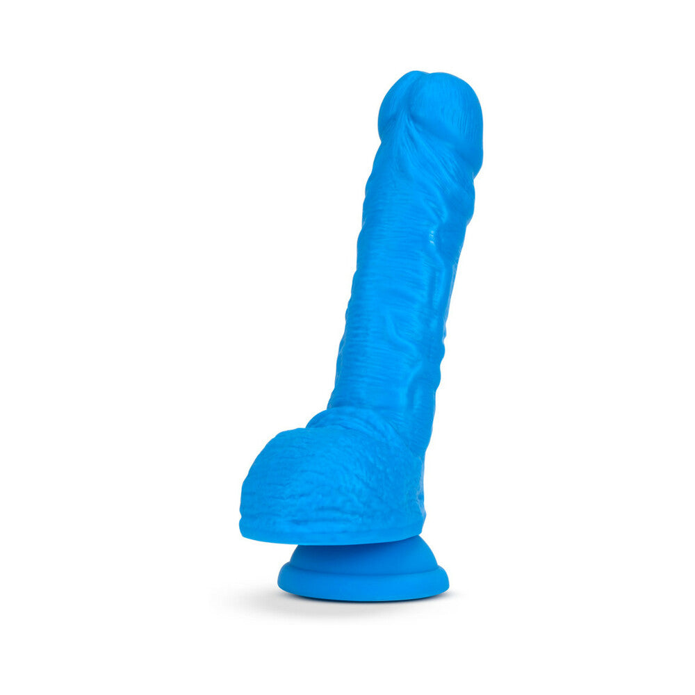 Neo Elite - 9-Inch Silicone Dual-Density Cock With Balls - Neon Blue