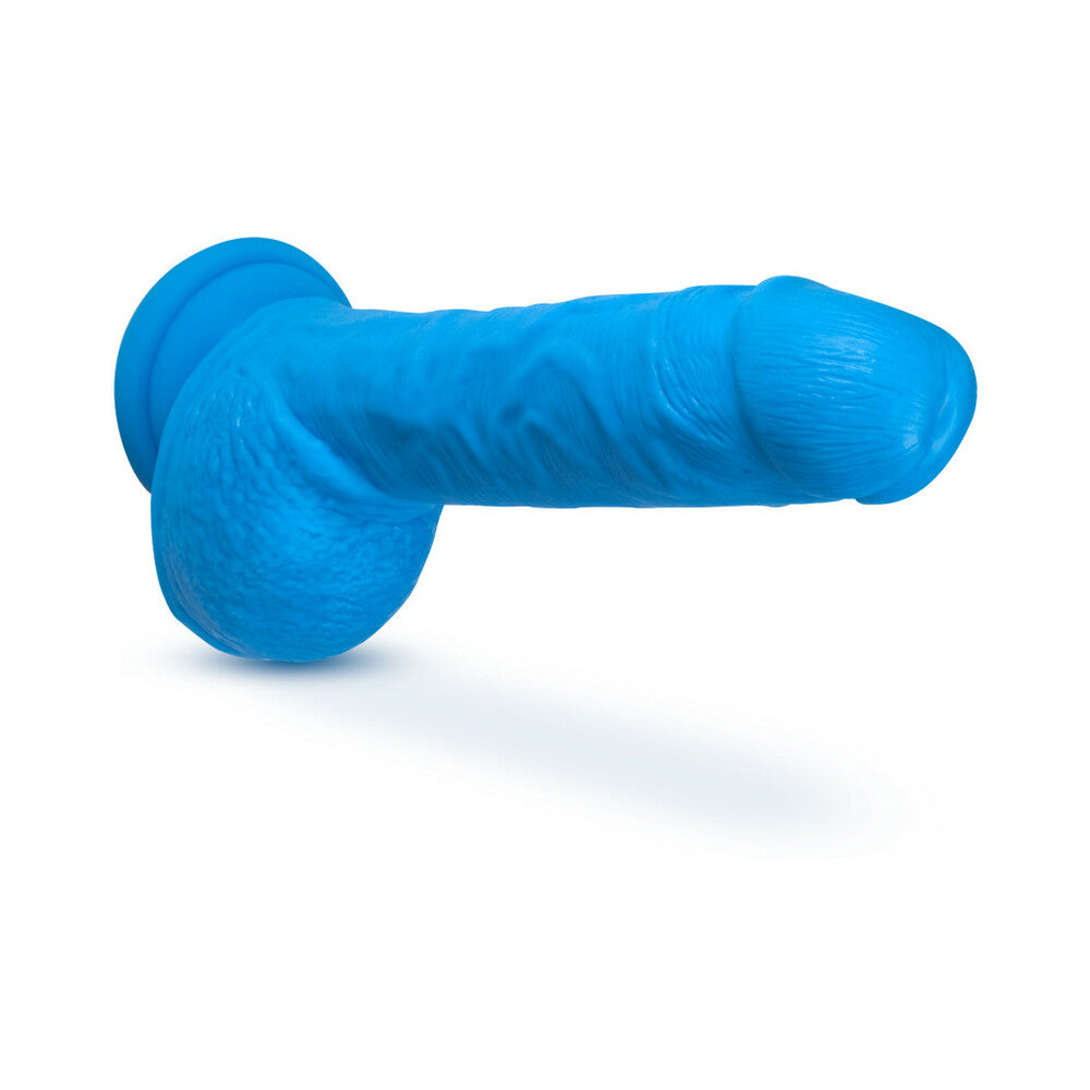 Neo Elite - 9-Inch Silicone Dual-Density Cock With Balls - Neon Blue