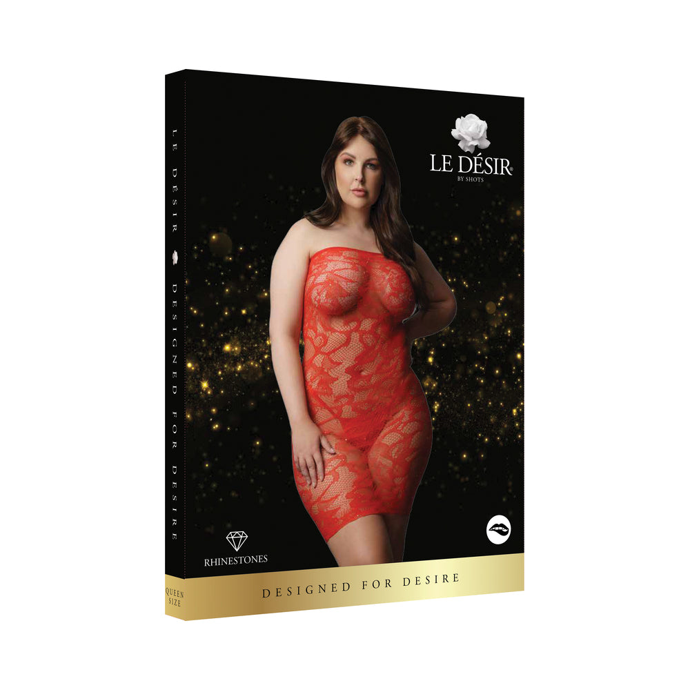 Shots Le Desir Star Rhinestone Dress XL Red