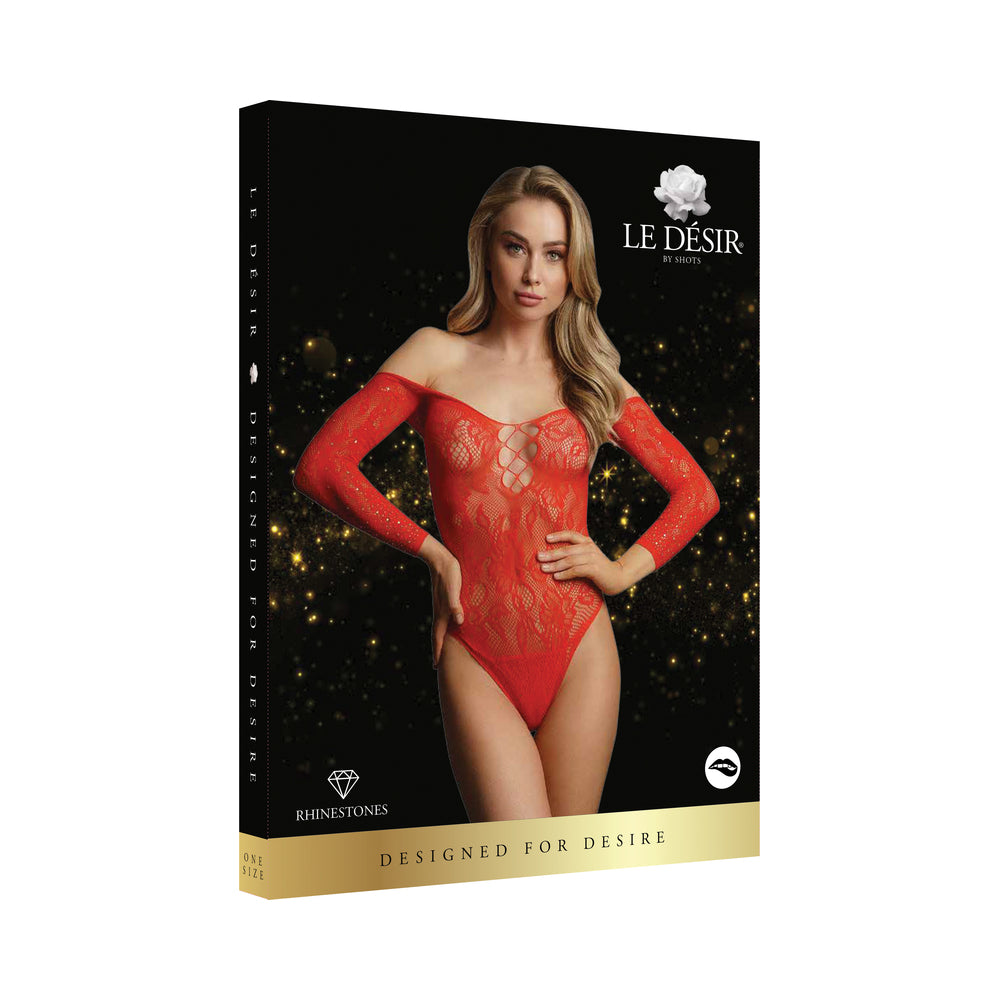 Shots Le Desir Wonder Rhinestone Bodysuit Os Red