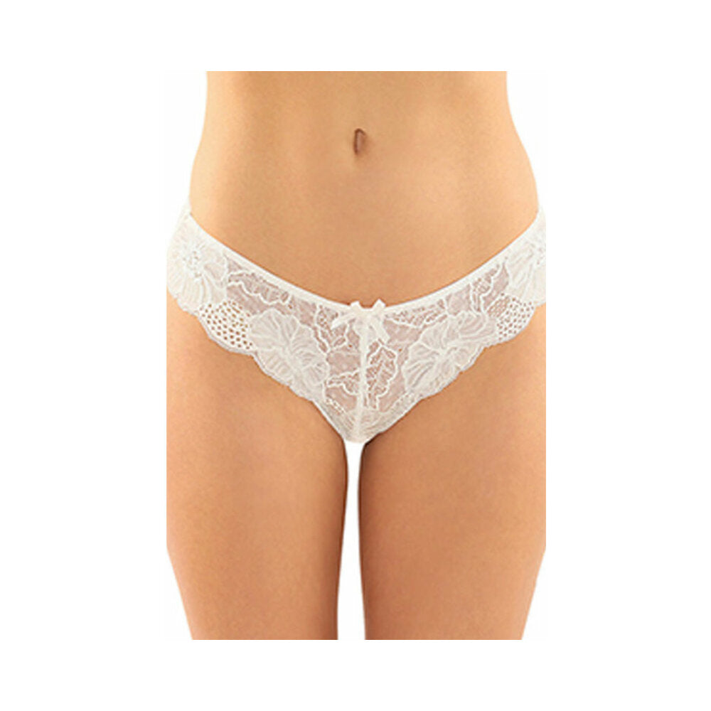 Poppy Crotchless Floral Lace Panty 6-Pack L/Xl White