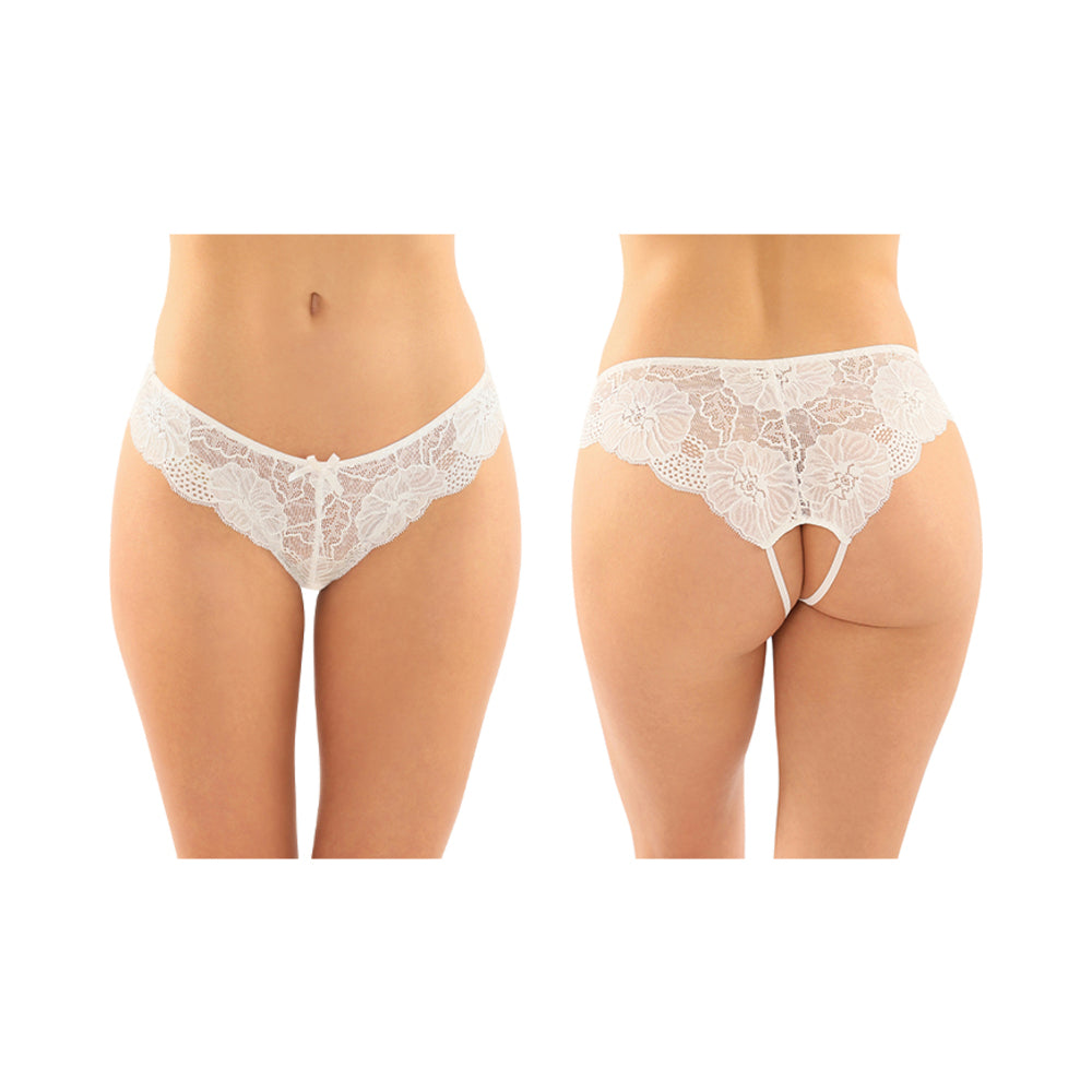 Poppy Crotchless Floral Lace Panty 6-Pack L/Xl White