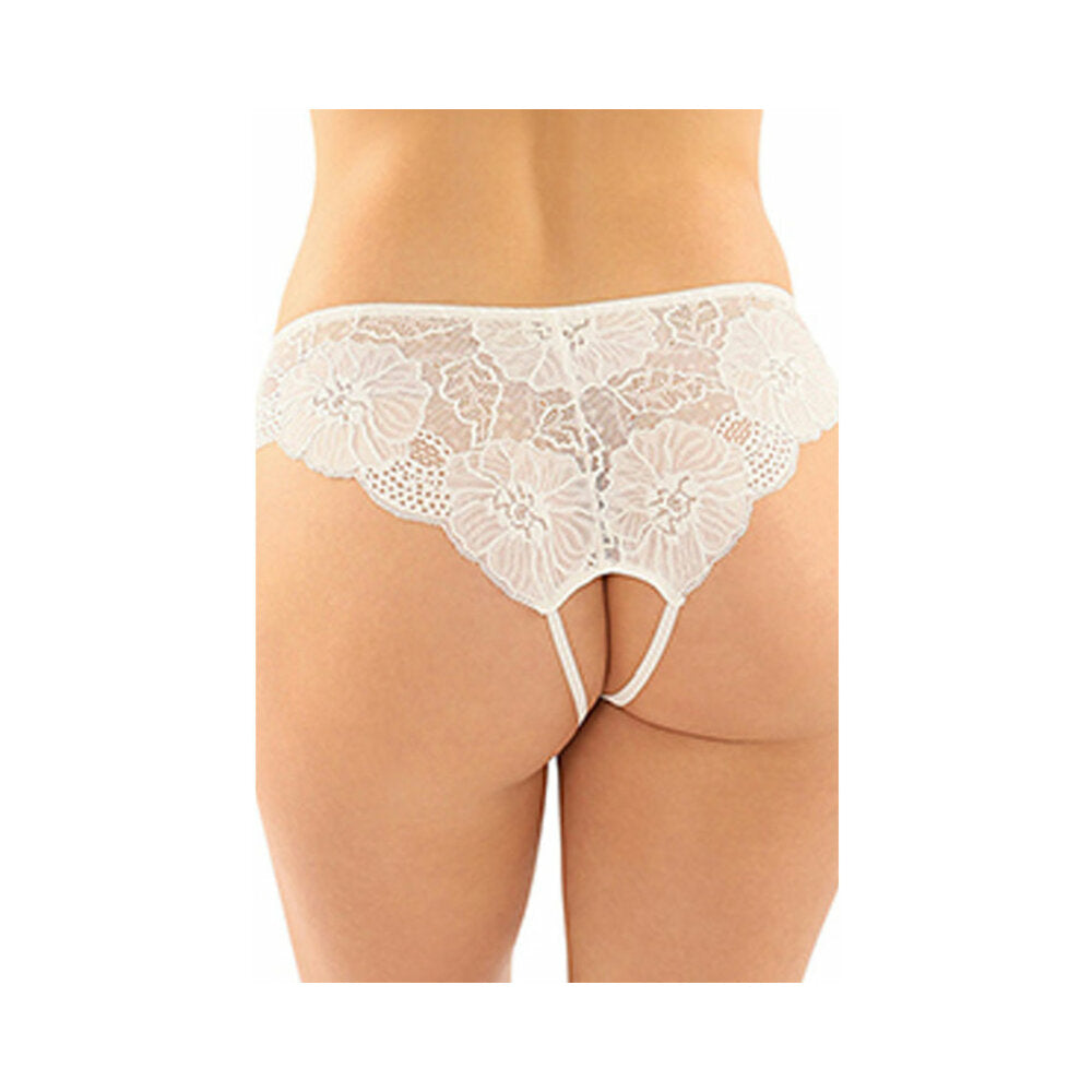 Poppy Crotchless Floral Lace Panty 6-Pack L/Xl White