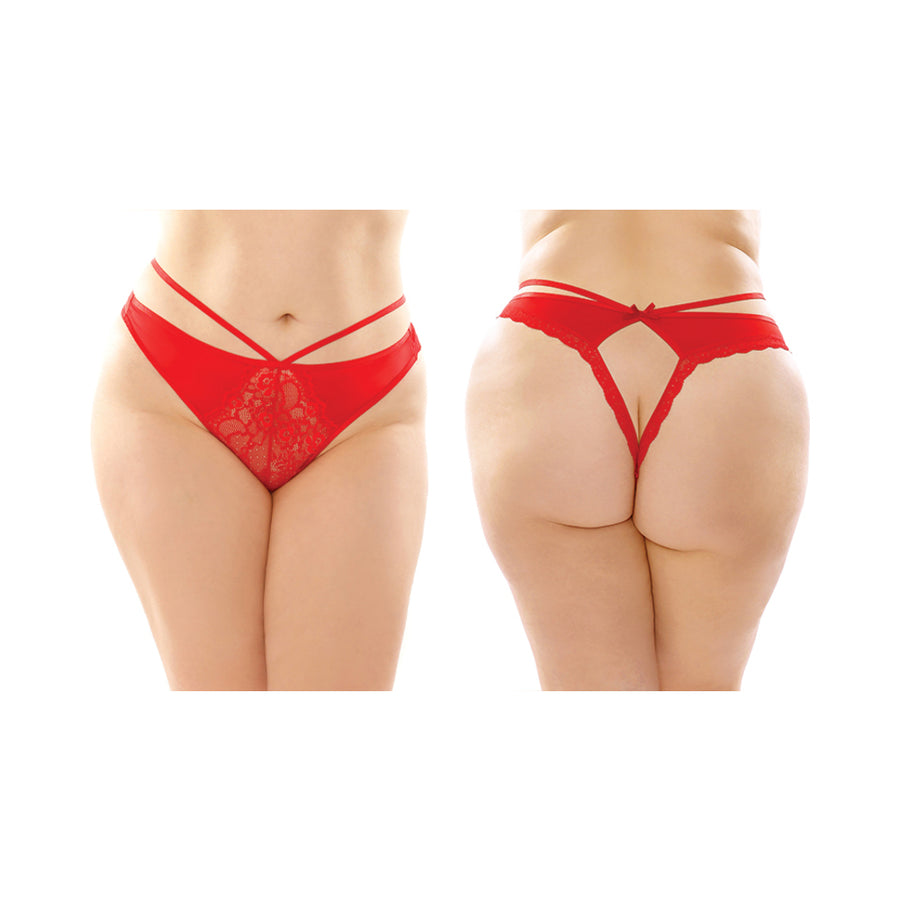 Kalina Strappy Microfiber And Lace Thong With Back Cutout 6-pack Q/s Red