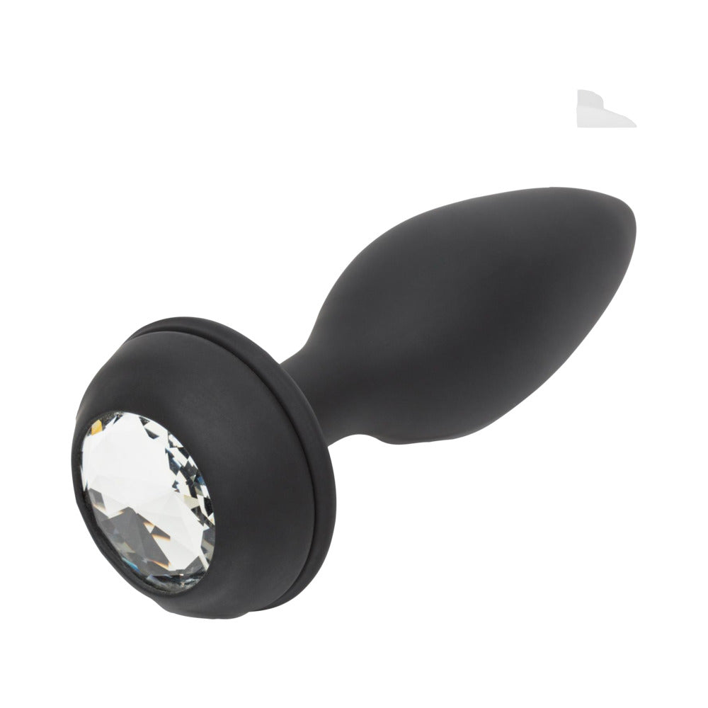 Happy Rabbit Rechargeable Vibrating Butt Plug With Interchangeable Gem And Purple Puff Large