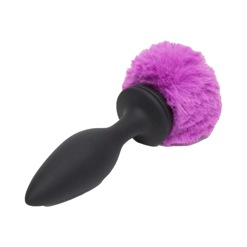 Happy Rabbit Rechargeable Vibrating Butt Plug With Interchangeable Gem And Purple Puff Large