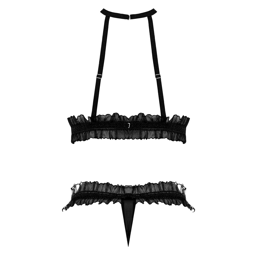 Magic Silk Ruffled Halter Bra & Split-Crotch Thong