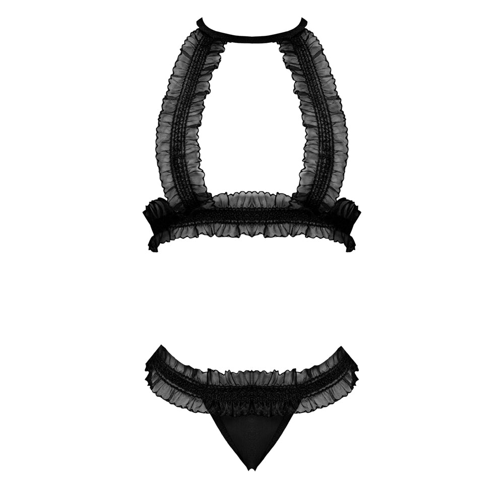Magic Silk Ruffled Halter Bra & Split-Crotch Thong