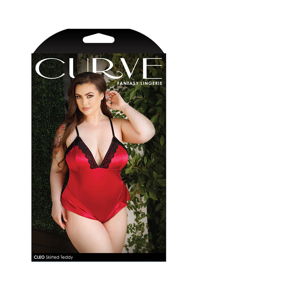 Fantasy Lingerie Curve Cleo Skirted Teddy With Lace Trim And Snap Closure