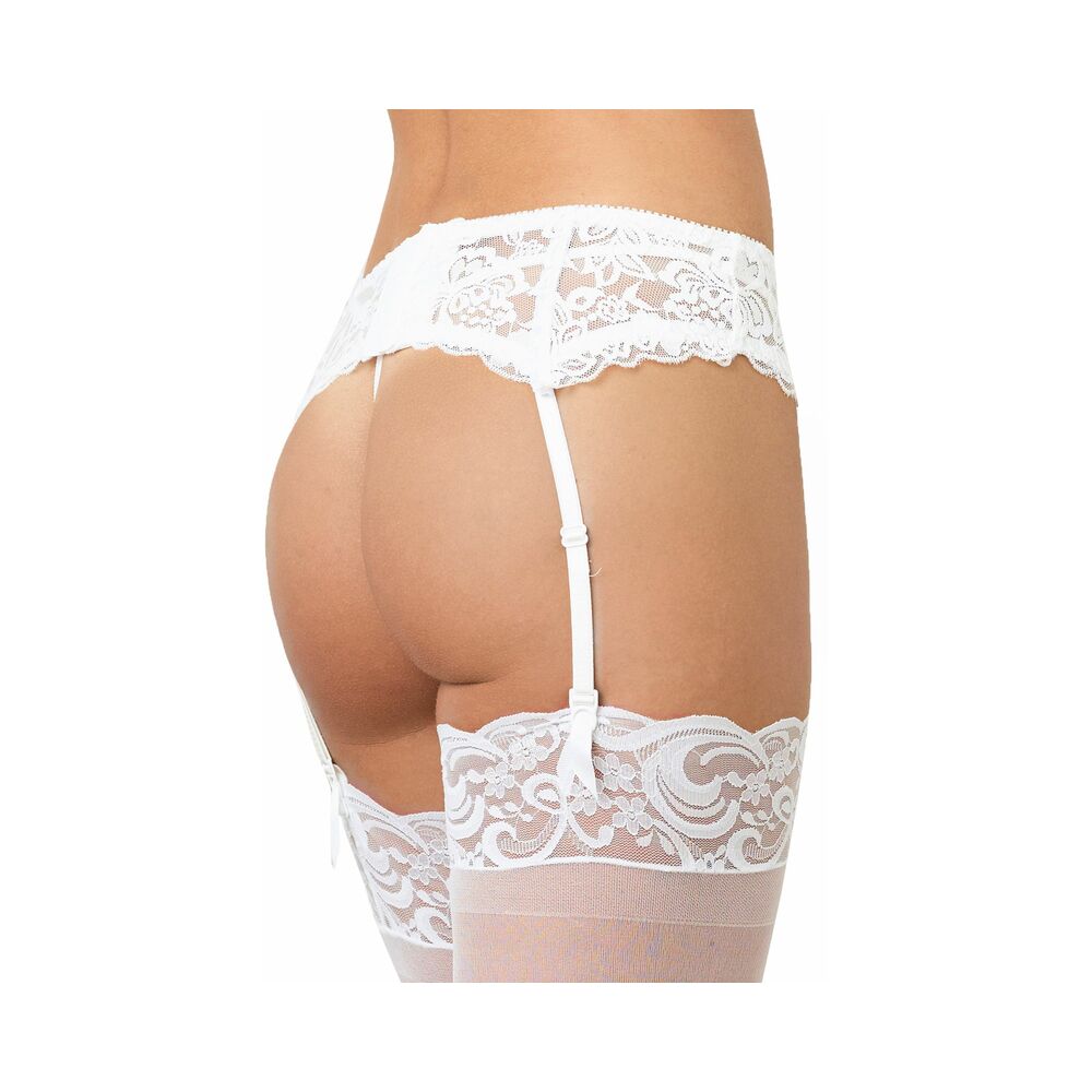 Dreamgirl Stretch Lace Garter Belt With Scalloped Hem And Hook & Eye Back Closure