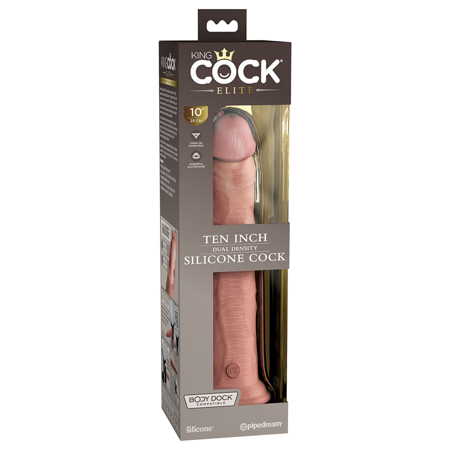 King Cock Elite Silicone Dual-density Cock 10 In. Light