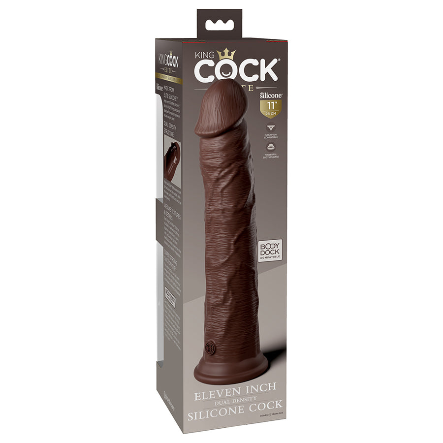 King Cock Elite Silicone Dual-density Cock 11 In. Brown
