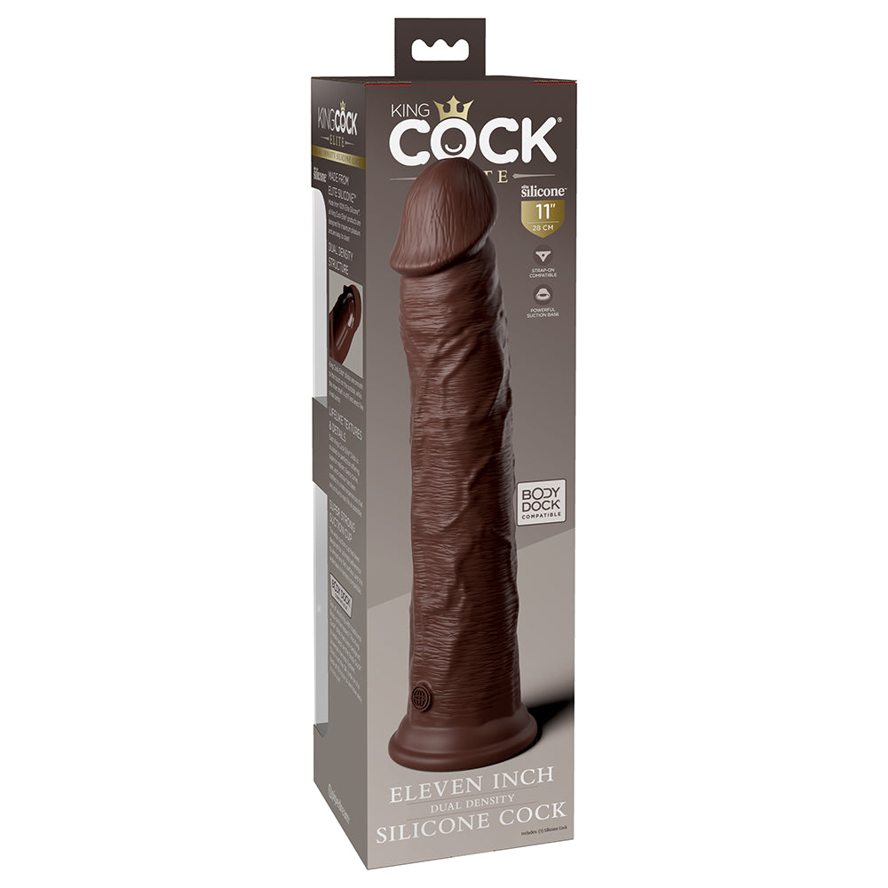 King Cock Elite Silicone Dual-Density Cock 11 In. Brown
