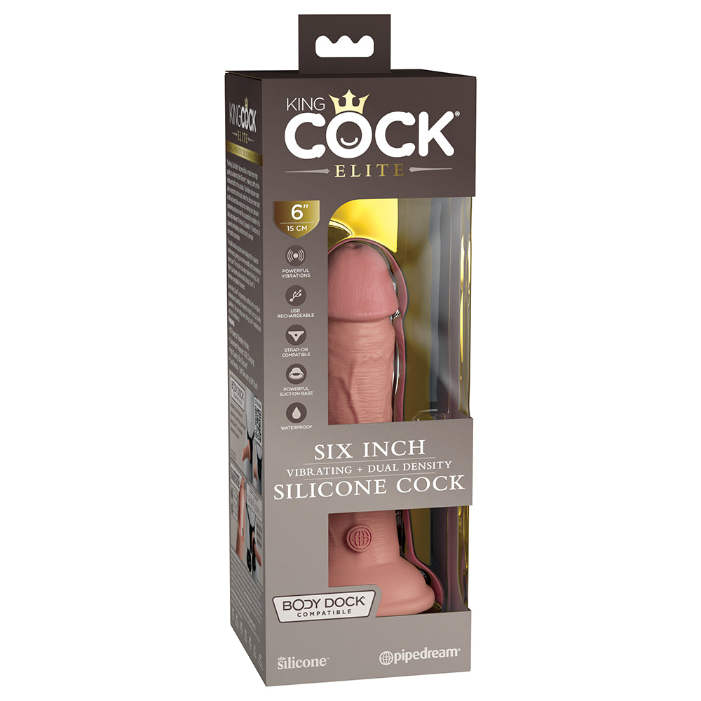 King Cock Elite Vibrating Silicone Dual-Density Cock 6 In. Light