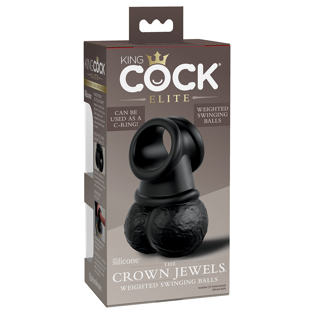 King Cock Elite The Crown Jewels Swinging Balls Weighted C-Ring