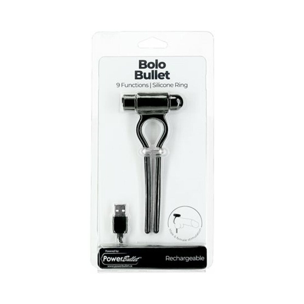Bolo Bullet Vibrating Adjustable Cock Tie - Black