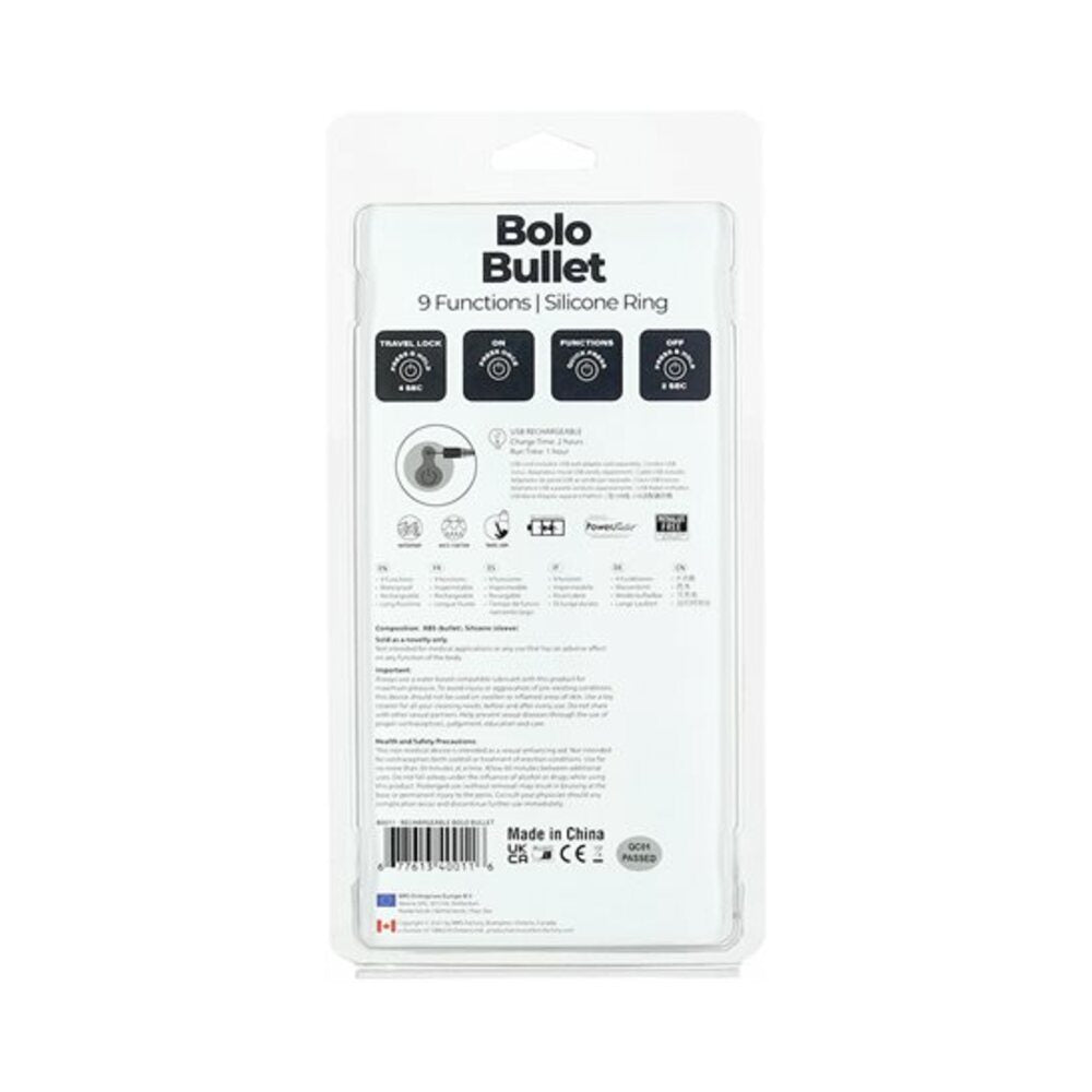 Bolo Bullet Vibrating Adjustable Cock Tie - Black