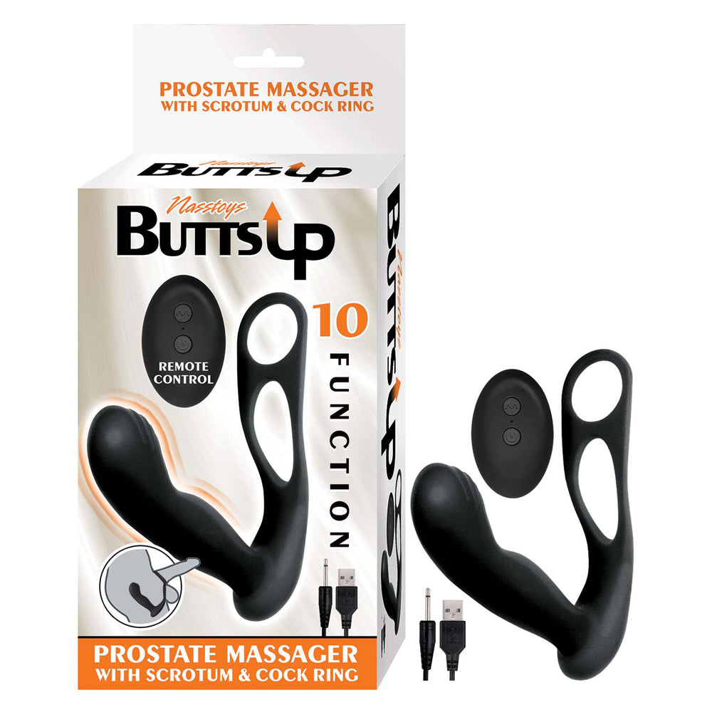 Butts Up Prostate Massager with Scrotum & Cock Ring Black